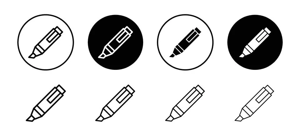Highlighter vector icon set collection. Highlighter Outline flat Icon. Stockillustratie