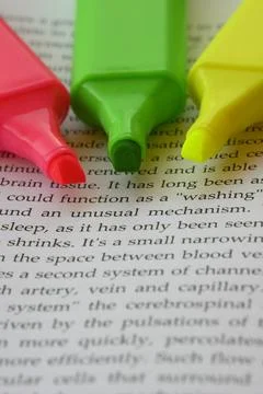 Highlighters for efficient highlighting technique to study. Stock Photos
