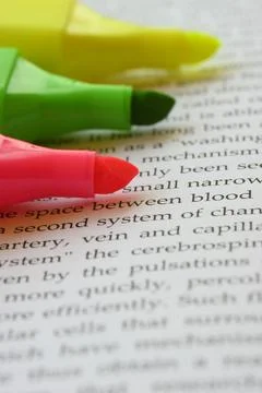 Highlighters for efficient highlighting technique to study. Stock Photos