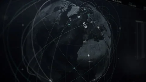 Highlighting the Borders for the Search of Functioning Satellites on the Earth Video stock 224507450