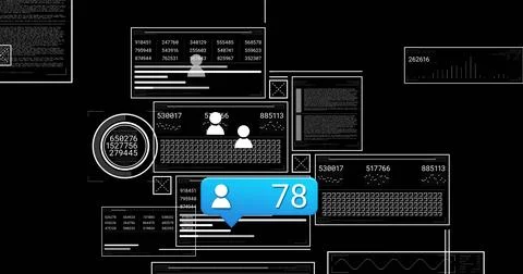 Highlighting bright blue notification bubble showing white avatar and 78 on b Stock Illustration