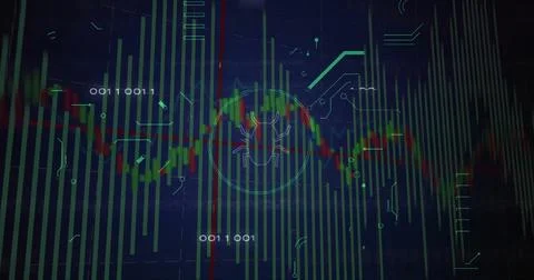 Highlighting bug icon within circular target overlay on dashboard, with bar Stock Photos