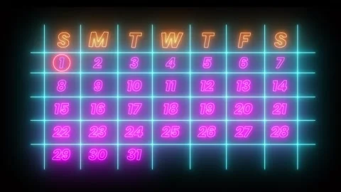 Highlighting date number 1 with red circle on a calendar animation Stock Footage 323386729