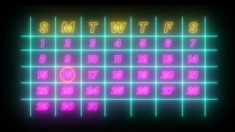 Highlighting date number 16 with red circle on a calendar animation Stock Footage 323386716
