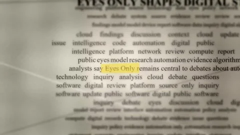 Highlighting eyes only secret document for espionage 스톡 동영상 347429986