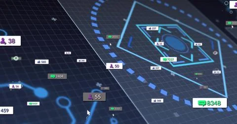Highlighting purple user-count tag showing 55 on dashboard, with cursor and h Stock Illustration
