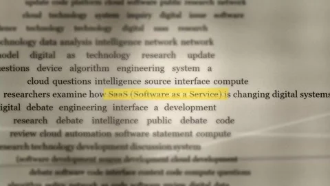 Highlighting saas software as a service in a report 스톡 동영상 347430846