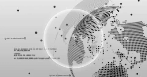 Highlighting translucent overlay magnifying dotted globe in digital interface Stock Photos