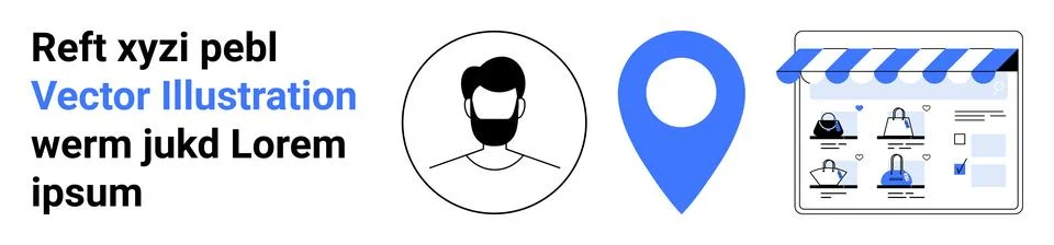 Highlighting User Profiles, Map Location, and Online Storefront for Busines.. イラスト素材