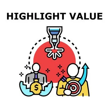 Highlighting value concept in business and marketing Stock Illustration