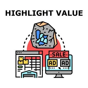 Highlighting value by extracting and promoting hidden gem Stock Illustration