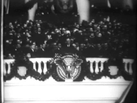 Highlights from FDR's inauguration speech in 1933. Stock Footage 75417344