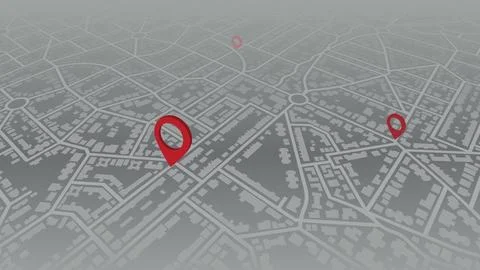 Highlights points of interest and roads to location marker. Isometric city urban Stock Illustration