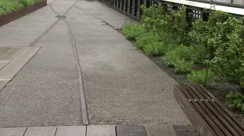 Highline Rainy Day Tracks Stock Footage 11398003
