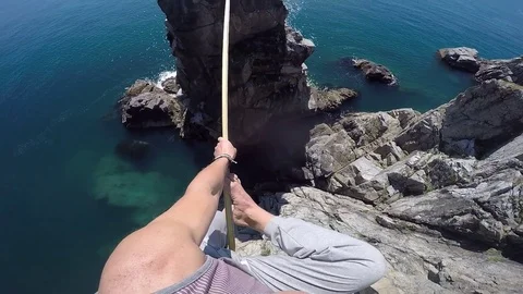 Highline scary try Stock Footage 122889981