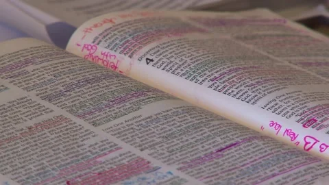 Highlited Text On A Bible Stock Footage 156765400
