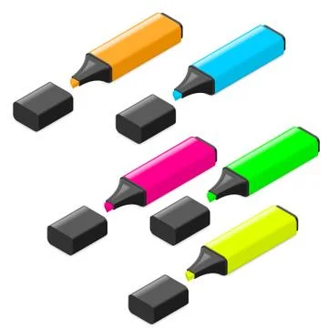 Highlither markers isometric icon set Stock Illustration