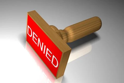 Highly 3d render Denied in grey background.. Stock Illustration