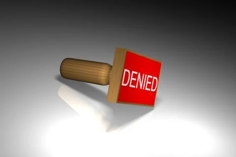 Highly 3d render Denied in grey background.. Stock Illustration