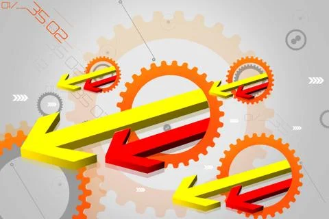 Highly 3d rendering arrows in digital color background Stock Illustration
