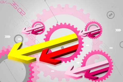 Highly 3d rendering arrows in digital color background Stock Illustration