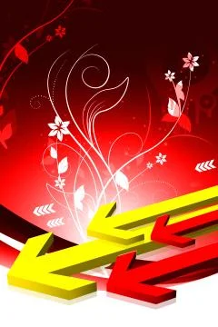 Highly 3d rendering arrows in digital color background Stock Illustration