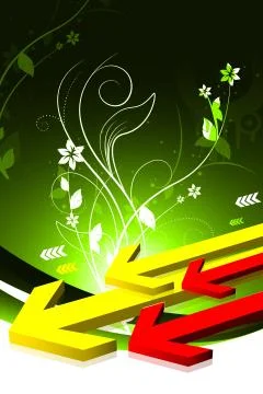 Highly 3d rendering arrows in digital color background Stock Illustration