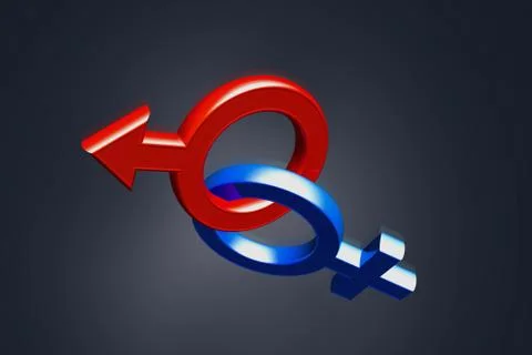 Highly 3d  rendering male and female symbol in color background Stock Illustration