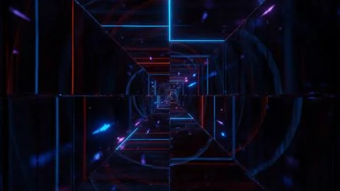 Highly abstract glowing wireframe fragments 3d illustration wallpaper background Ilustração Stock