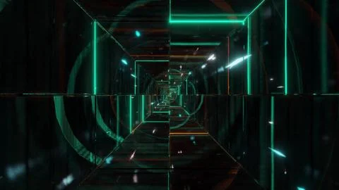 Highly abstract glowing wireframe fragments 3d illustration wallpaper background Stock Illustration