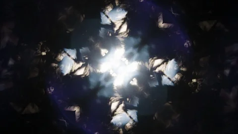 Highly abstract scene, fluttering leaves of dark tree canopy with beams of light Stock Footage 119792277