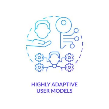 Highly adaptive user models blue gradient concept icon Illustrazione stock