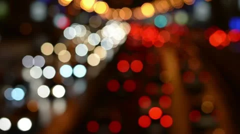 Highly defocused night freeway scene Stock Footage 10599843