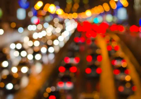 Highly defocused night freeway scene Stock Photos