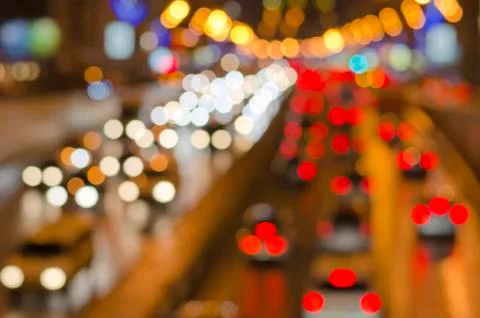 Highly defocused night freeway scene Stock Photos