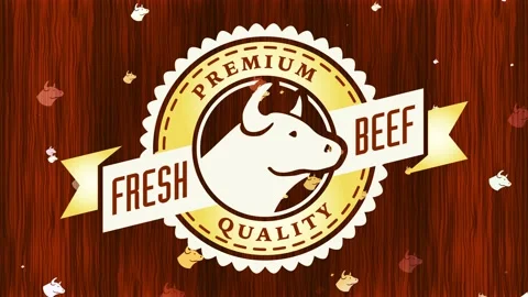 Highly demanded cattle mark with formal icon from renowned foodstuff store link Stock Footage 130601254