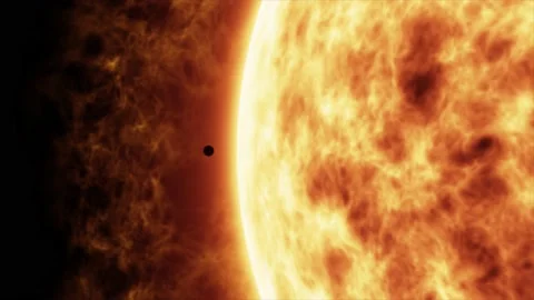 Highly detailed 3D VFX simulation of the 2019 transit of Mercury across Video stock 142324324