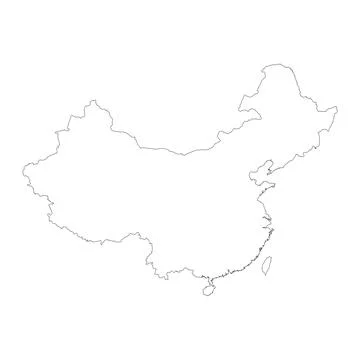 Highly detailed China map with borders isolated on background Stock-Illustration