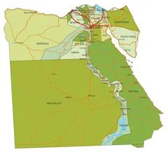 Colorful Egypt political map with clearly labeled, separated layers.:  Graphic #154296461