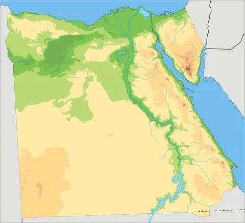 Highly detailed Egypt physical map. Stock Illustration