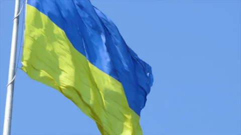 Highly detailed fabric texture flag of Ukraine. Slow motion of Ukraine flag Stock Footage 200161210
