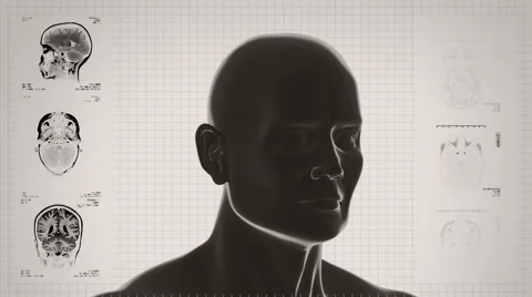 Highly detailed head scan. Loopable. Black/white. White background. Stock Footage 59581683