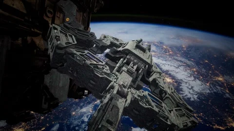 Highly Detailed Huge Spaceship Stock Footage 250031491
