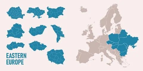 Highly detailed map of eastern europe Stock Illustration