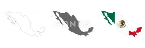 Highly detailed Mexico map with borders isolated on background: Royalty ...