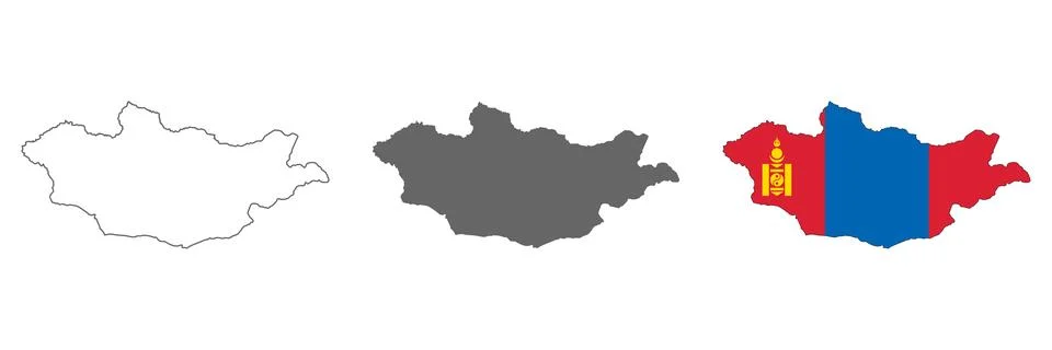 Highly detailed Mongolia map with borders isolated on background Illustrazione stock
