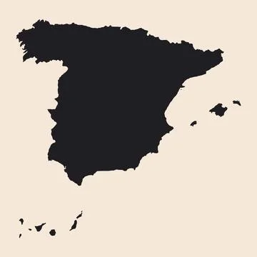 Highly detailed Spain map with borders isolated on background Stock Illustration