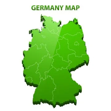 Highly detailed three dimensional map of Germany with regions border Stock Illustration