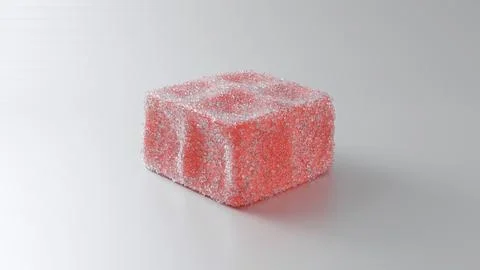 A highly detailed transparent cube with fine textured edges and a pink-oran.. Illustrazione stock