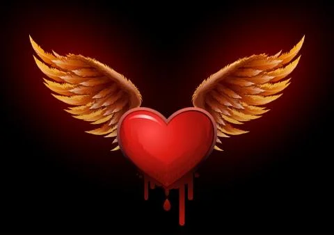Highly detailed vector wings and heart illustration. Stock Illustration